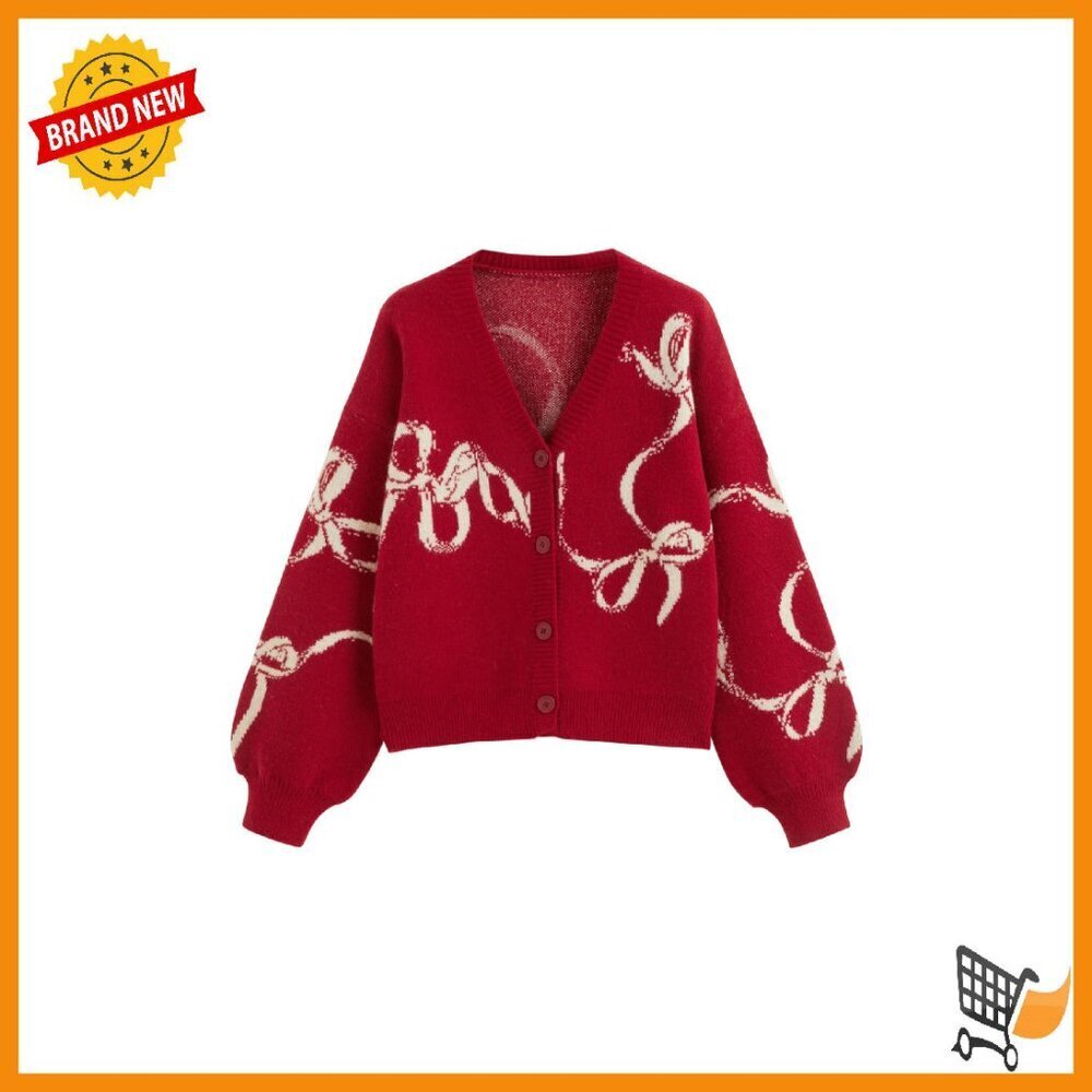 Long Sleeve Open Front Cardigan with Bow Detail - Fall Essential